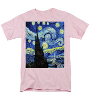 Vincent Van Gogh Starry Night Painting - Men's T-Shirt  (Regular Fit) Men's T-Shirt (Regular Fit) Pixels Pink Small 