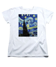 Vincent Van Gogh Starry Night Painting - Women's T-Shirt (Standard Fit) Women's T-Shirt (Standard Fit) Pixels White Small 