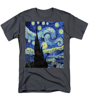 Vincent Van Gogh Starry Night Painting - Men's T-Shirt  (Regular Fit) Men's T-Shirt (Regular Fit) Pixels Charcoal Small 