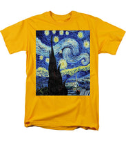 Vincent Van Gogh Starry Night Painting - Men's T-Shirt  (Regular Fit) Men's T-Shirt (Regular Fit) Pixels Gold Small 